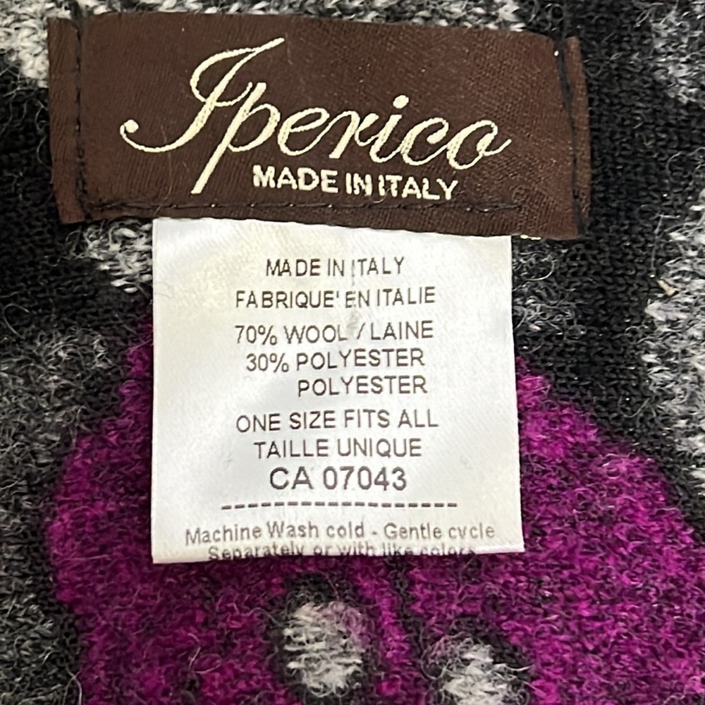 Iperico Gorgeous Wool Purple Floral Felted Kimono Shawl Wrap - Made in Italy - Picture 3 of 8